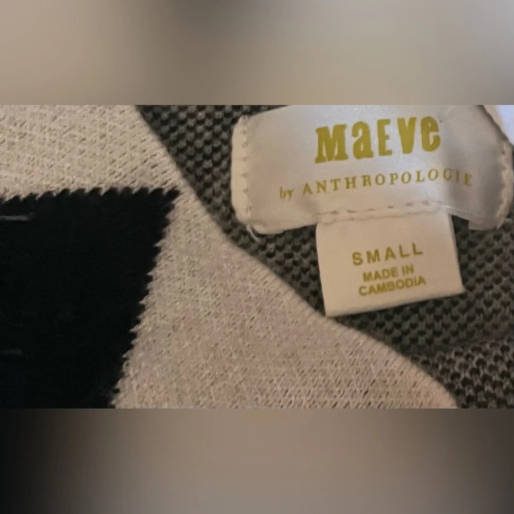 Maeve Anthropologie The Carys Mock Neck Argyle Sweater Size Small Black Gray - Picture 2 of 8